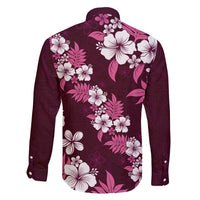 Hawaiian Hibiscus Tribal Floral Pink Family Matching Off Shoulder Short Dress and Hawaiian Shirt Polynesian Tapa Pattern LT01 - Polynesian Pride
