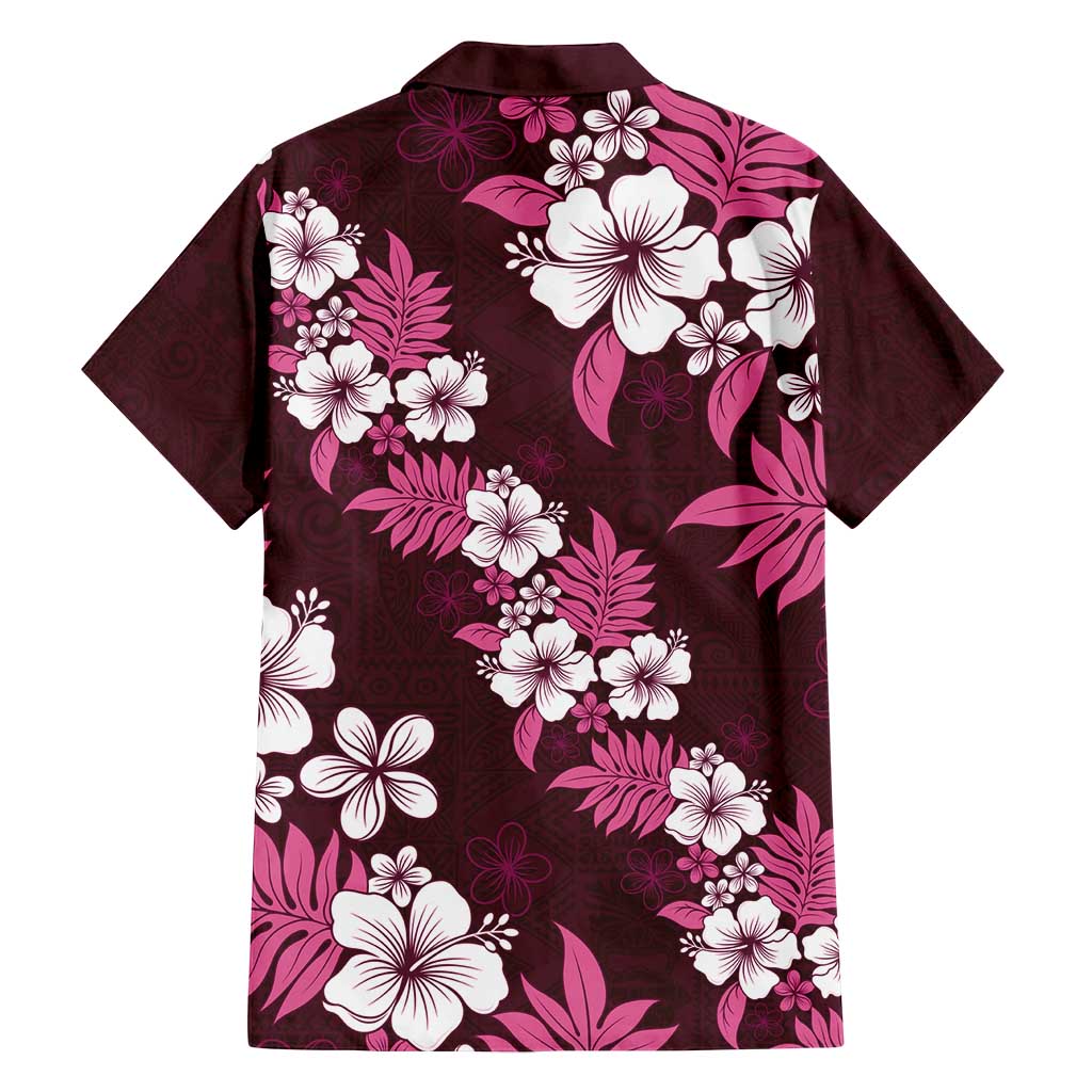 Hawaiian Hibiscus Tribal Floral Pink Family Matching Summer Maxi Dress and Hawaiian Shirt Polynesian Tapa Pattern LT01 - Polynesian Pride