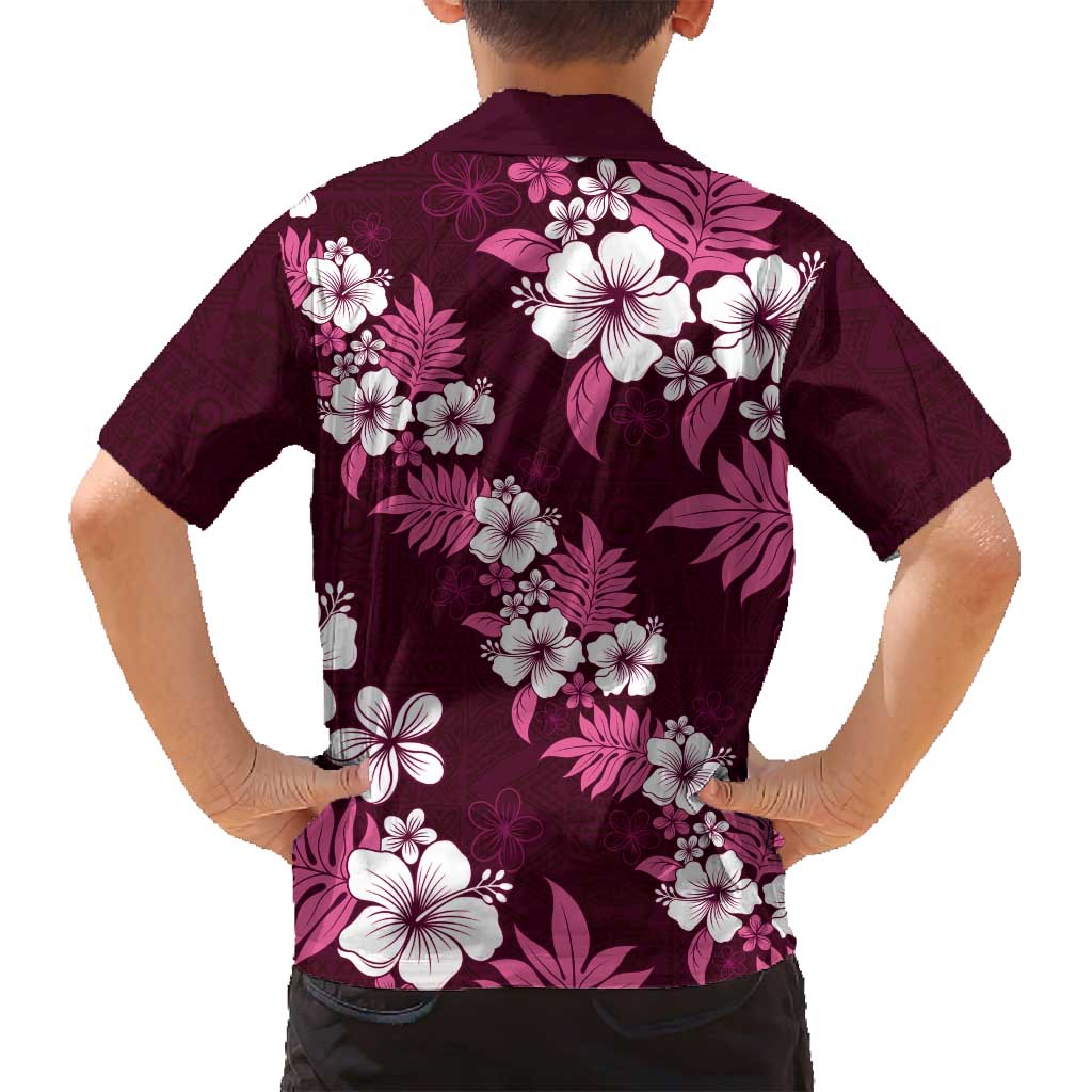Hawaiian Hibiscus Tribal Floral Pink Family Matching Tank Maxi Dress and Hawaiian Shirt Polynesian Tapa Pattern LT01 - Polynesian Pride