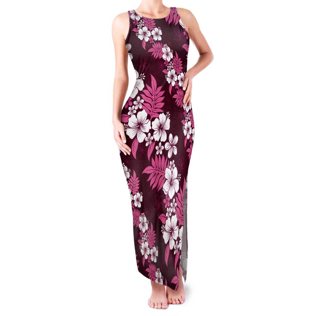 Hawaiian Hibiscus Tribal Floral Pink Family Matching Tank Maxi Dress and Hawaiian Shirt Polynesian Tapa Pattern LT01 Mom's Dress Pink - Polynesian Pride