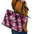 Hawaiian Hibiscus Tribal Floral Pink Leather Tote Bag Polynesian Tapa Pattern - Polynesian Pride