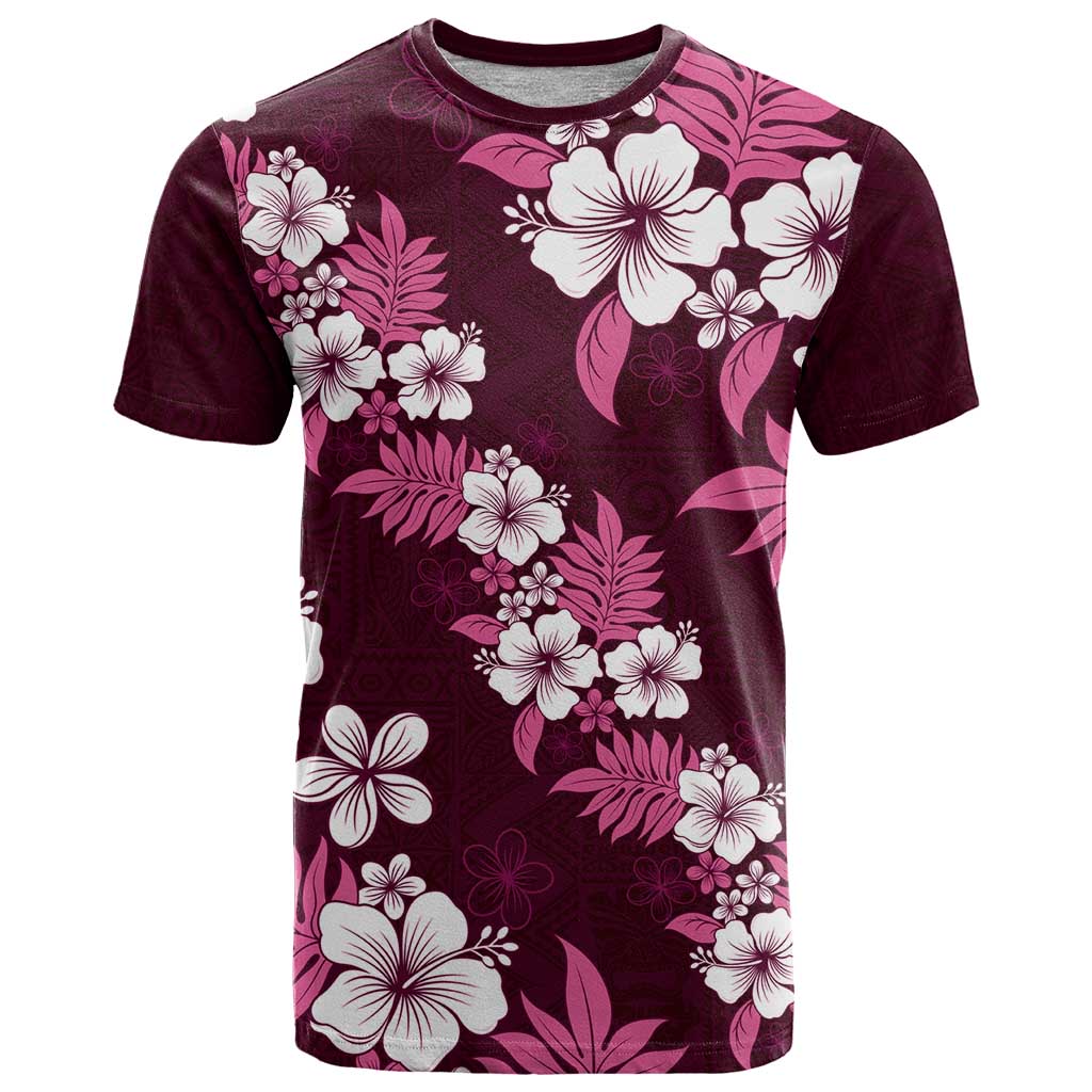 Hawaiian Hibiscus Tribal Floral Pink T Shirt Polynesian Tapa Pattern LT01 Pink - Polynesian Pride
