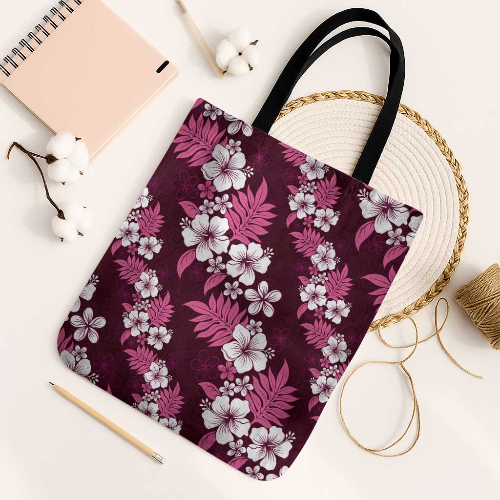 Hawaiian Hibiscus Tribal Floral Pink Tote Bag Polynesian Tapa Pattern - Polynesian Pride