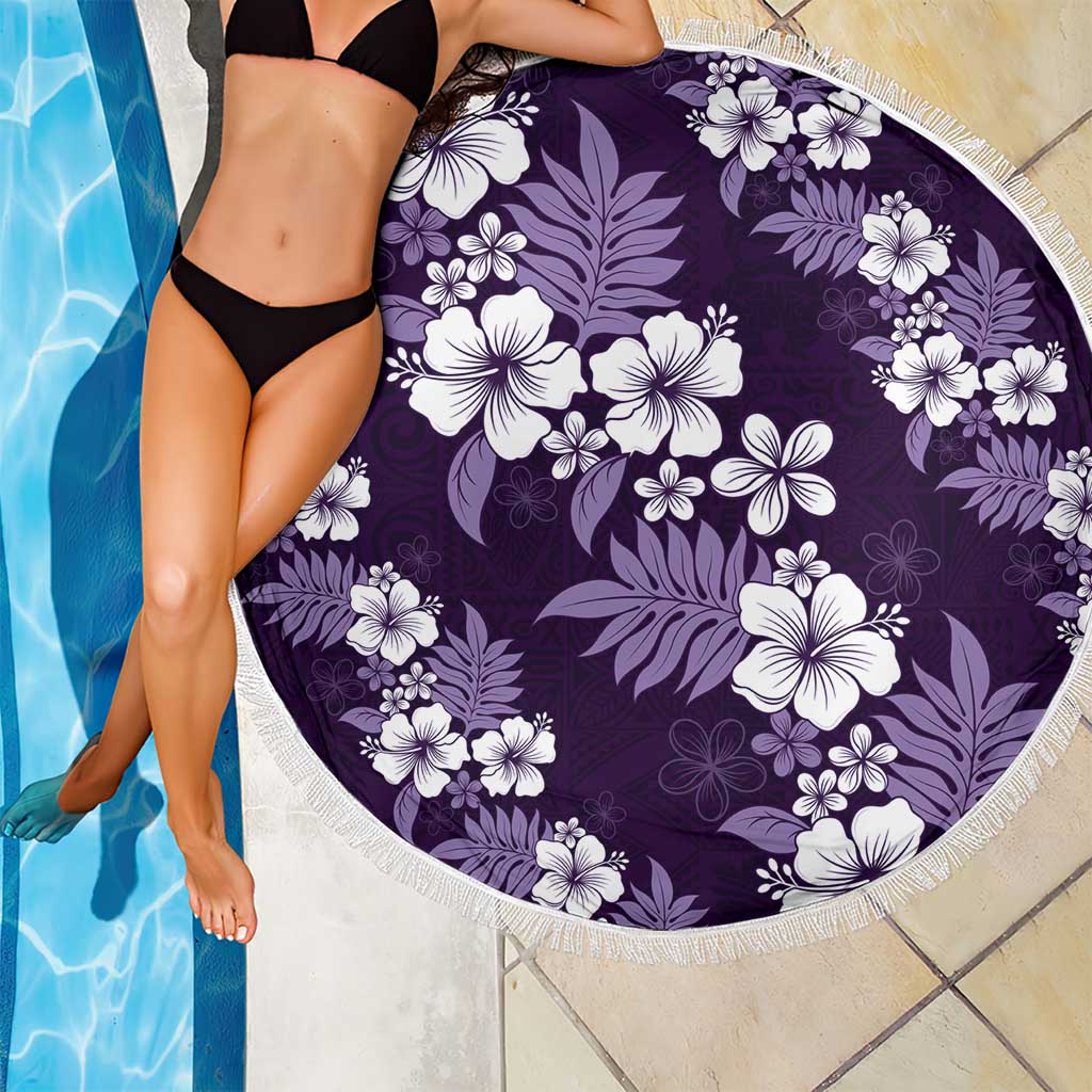 Hawaiian Hibiscus Tribal Floral Purple Beach Blanket Polynesian Tapa Pattern LT01 - Polynesian Pride