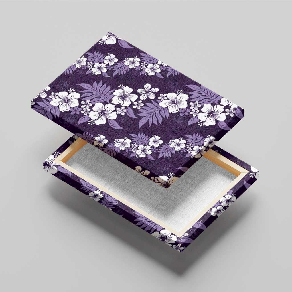 Hawaiian Hibiscus Tribal Floral Purple Canvas Wall Art Polynesian Tapa Pattern - Polynesian Pride