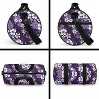 Hawaiian Hibiscus Tribal Floral Purple Duffle Bag Polynesian Tapa Pattern