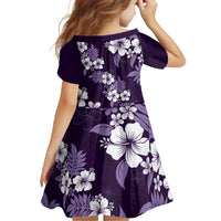Hawaiian Hibiscus Tribal Floral Purple Family Matching Long Sleeve Bodycon Dress and Hawaiian Shirt Polynesian Tapa Pattern LT01 - Polynesian Pride
