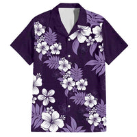 Hawaiian Hibiscus Tribal Floral Purple Family Matching Long Sleeve Bodycon Dress and Hawaiian Shirt Polynesian Tapa Pattern LT01 Dad's Shirt - Short Sleeve Purple - Polynesian Pride