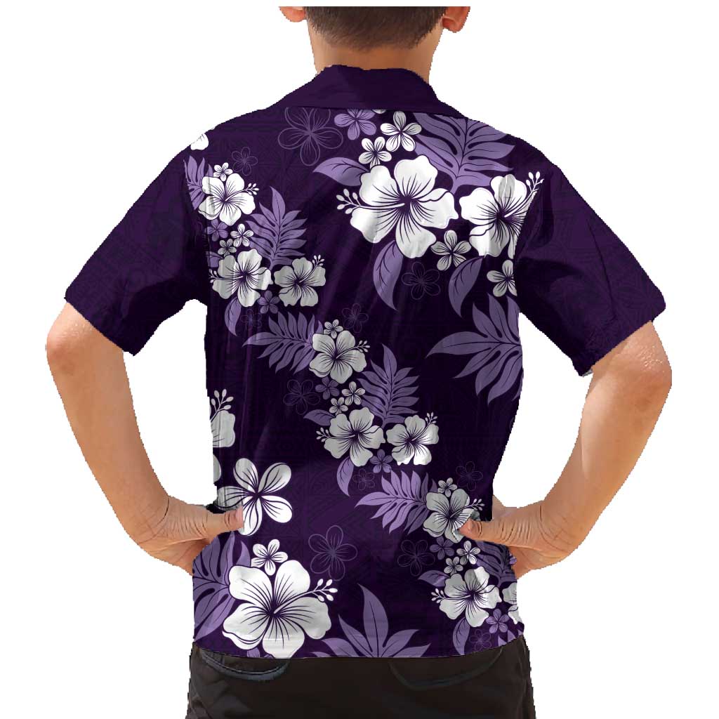 Hawaiian Hibiscus Tribal Floral Purple Family Matching Mermaid Dress and Hawaiian Shirt Polynesian Tapa Pattern LT01 - Polynesian Pride