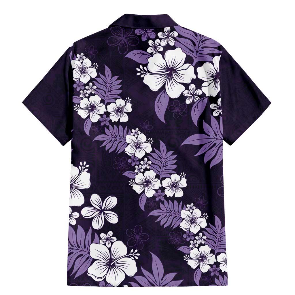 Hawaiian Hibiscus Tribal Floral Purple Family Matching Mermaid Dress and Hawaiian Shirt Polynesian Tapa Pattern LT01 - Polynesian Pride