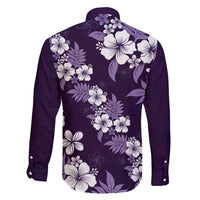 Hawaiian Hibiscus Tribal Floral Purple Family Matching Off Shoulder Short Dress and Hawaiian Shirt Polynesian Tapa Pattern LT01 - Polynesian Pride