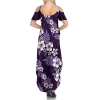 Hawaiian Hibiscus Tribal Floral Purple Family Matching Summer Maxi Dress and Hawaiian Shirt Polynesian Tapa Pattern LT01 - Polynesian Pride