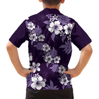 Hawaiian Hibiscus Tribal Floral Purple Family Matching Tank Maxi Dress and Hawaiian Shirt Polynesian Tapa Pattern LT01 - Polynesian Pride