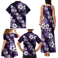 Hawaiian Hibiscus Tribal Floral Purple Family Matching Tank Maxi Dress and Hawaiian Shirt Polynesian Tapa Pattern LT01 - Polynesian Pride
