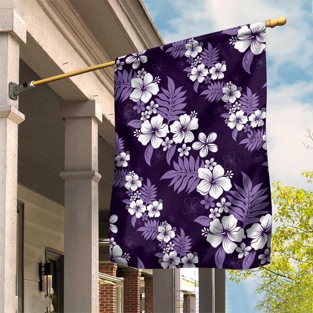 Hawaiian Hibiscus Tribal Floral Purple Garden Flag Polynesian Tapa Pattern LT01 House Flag Purple - Polynesian Pride