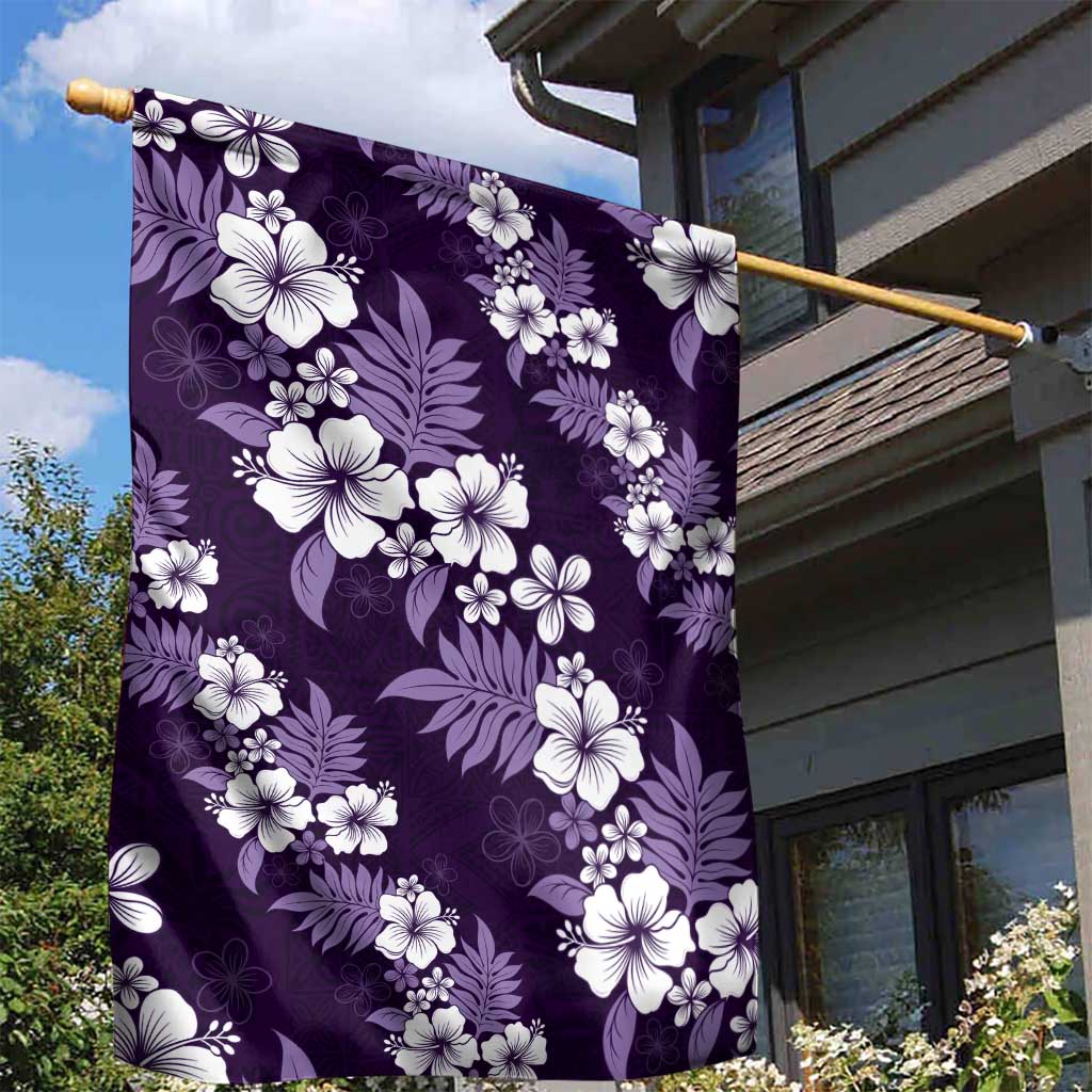 Hawaiian Hibiscus Tribal Floral Purple Garden Flag Polynesian Tapa Pattern LT01 - Polynesian Pride