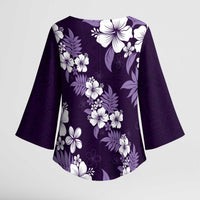 Hawaiian Hibiscus Tribal Floral Purple Kimono Sleeve Blouse Polynesian Tapa Pattern LT01 - Polynesian Pride