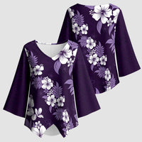 Hawaiian Hibiscus Tribal Floral Purple Kimono Sleeve Blouse Polynesian Tapa Pattern LT01 - Polynesian Pride