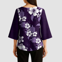 Hawaiian Hibiscus Tribal Floral Purple Kimono Sleeve Blouse Polynesian Tapa Pattern LT01 - Polynesian Pride