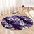 Hawaiian Hibiscus Tribal Floral Purple Round Carpet Polynesian Tapa Pattern - Polynesian Pride