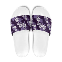Hawaiian Hibiscus Tribal Floral Purple Slide Sandals Polynesian Tapa Pattern LT01 Purple - Polynesian Pride