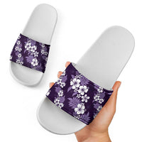 Hawaiian Hibiscus Tribal Floral Purple Slide Sandals Polynesian Tapa Pattern LT01 - Polynesian Pride