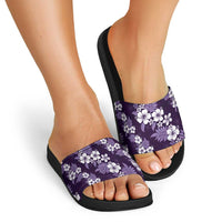 Hawaiian Hibiscus Tribal Floral Purple Slide Sandals Polynesian Tapa Pattern LT01 - Polynesian Pride