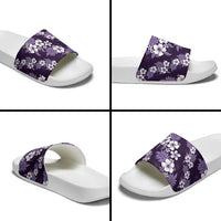 Hawaiian Hibiscus Tribal Floral Purple Slide Sandals Polynesian Tapa Pattern LT01 - Polynesian Pride