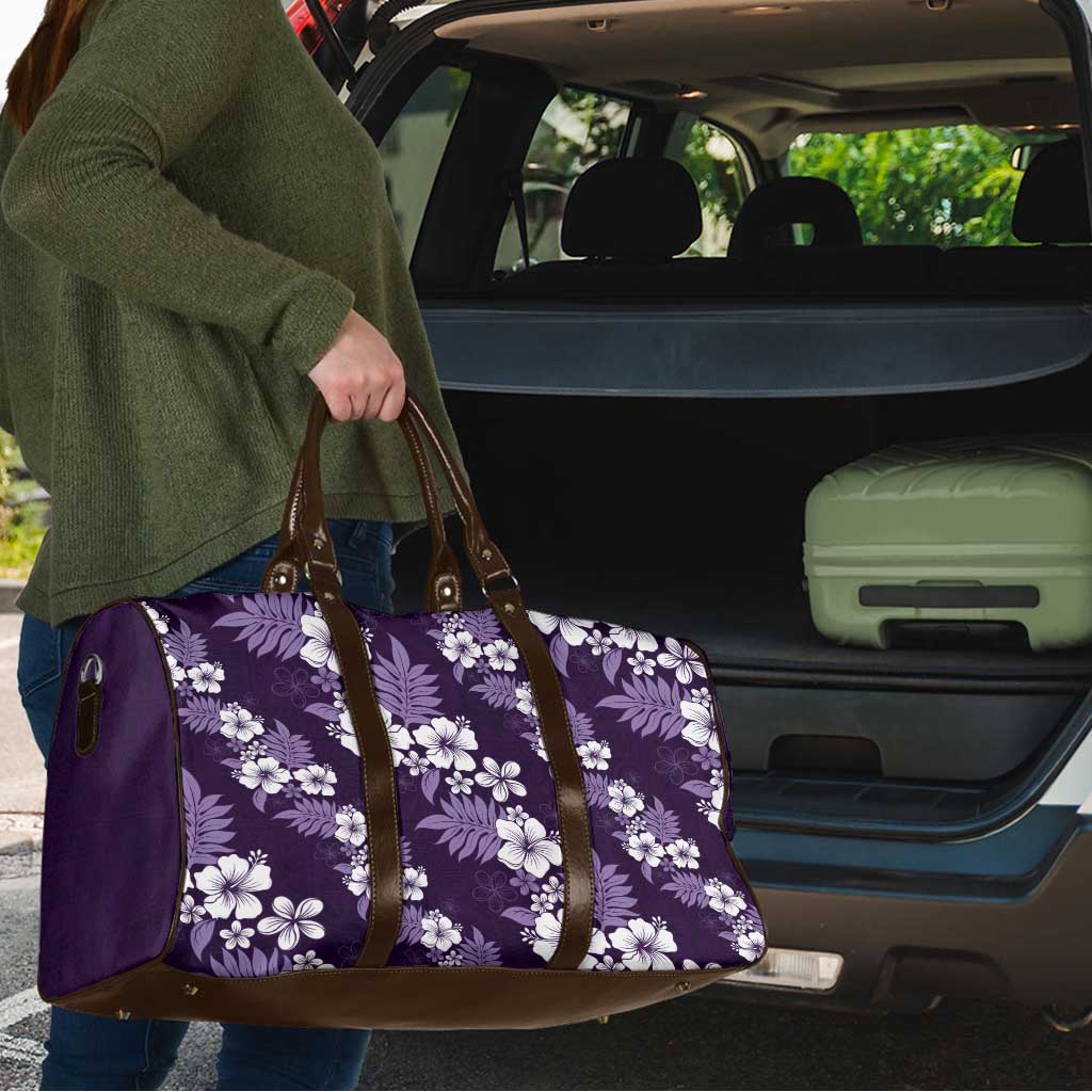 Hawaiian Hibiscus Tribal Floral Purple Travel Bag Polynesian Tapa Pattern - Polynesian Pride