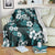 Hawaiian Hibiscus Tribal Floral Teal Blanket Polynesian Tapa Pattern - Polynesian Pride