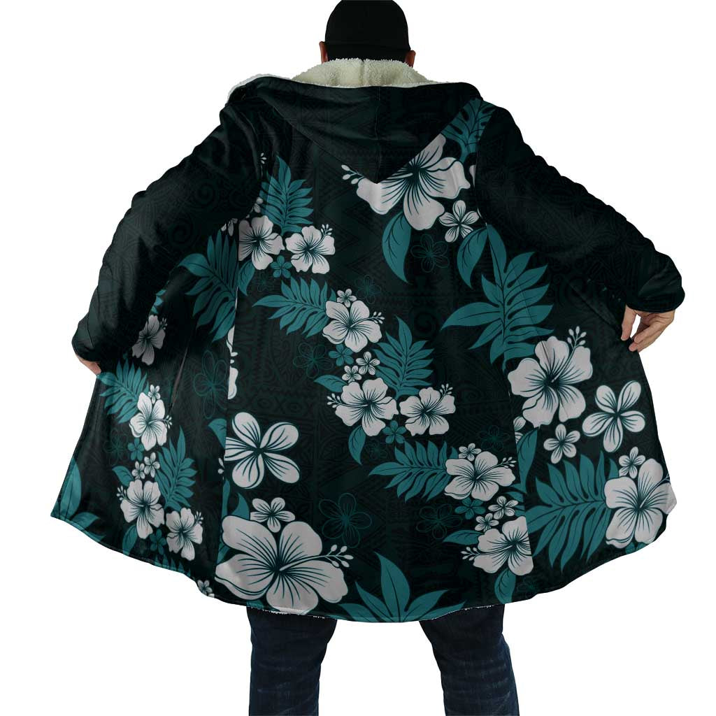Hawaiian Hibiscus Tribal Floral Teal Cloak Polynesian Tapa Pattern LT01 - Polynesian Pride