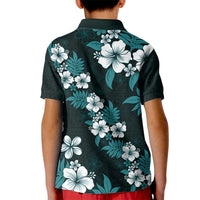 Hawaiian Hibiscus Tribal Floral Teal Kid Polo Shirt Polynesian Tapa Pattern LT01 - Polynesian Pride