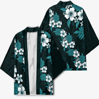 Hawaiian Hibiscus Tribal Floral Teal Kimono Polynesian Tapa Pattern LT01 - Polynesian Pride