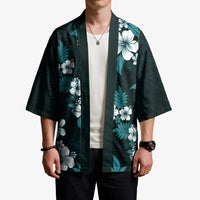 Hawaiian Hibiscus Tribal Floral Teal Kimono Polynesian Tapa Pattern LT01 - Polynesian Pride
