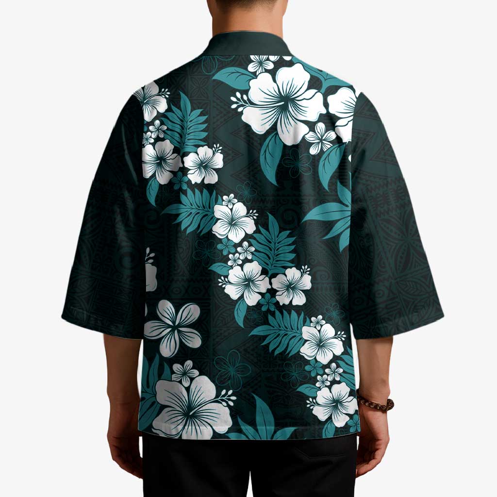 Hawaiian Hibiscus Tribal Floral Teal Kimono Polynesian Tapa Pattern LT01 - Polynesian Pride