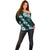 Hawaiian Hibiscus Tribal Floral Teal Off Shoulder Sweater Polynesian Tapa Pattern - Polynesian Pride