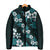 Hawaiian Hibiscus Tribal Floral Teal Padded Jacket Polynesian Tapa Pattern - Polynesian Pride