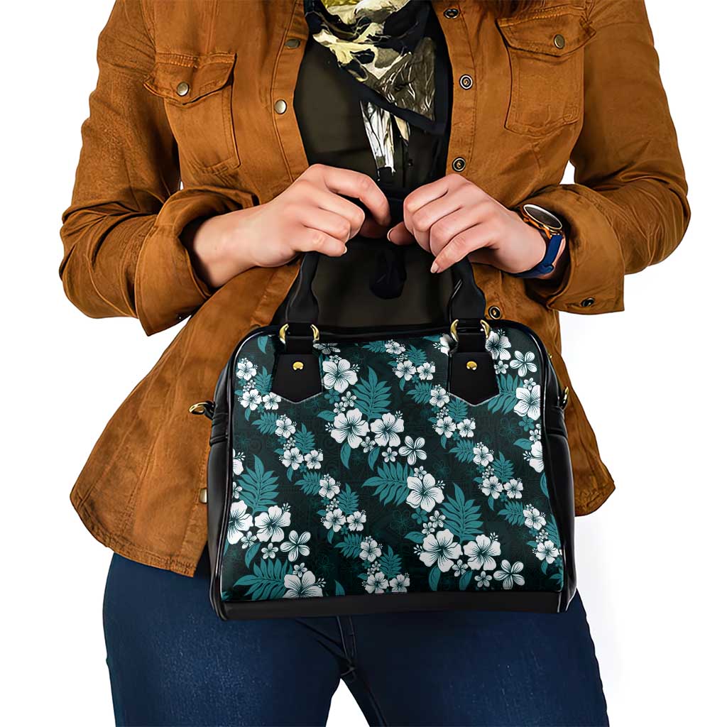 Hawaiian Hibiscus Tribal Floral Teal Shoulder Handbag Polynesian Tapa Pattern - Polynesian Pride
