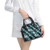 Hawaiian Hibiscus Tribal Floral Teal Shoulder Handbag Polynesian Tapa Pattern - Polynesian Pride