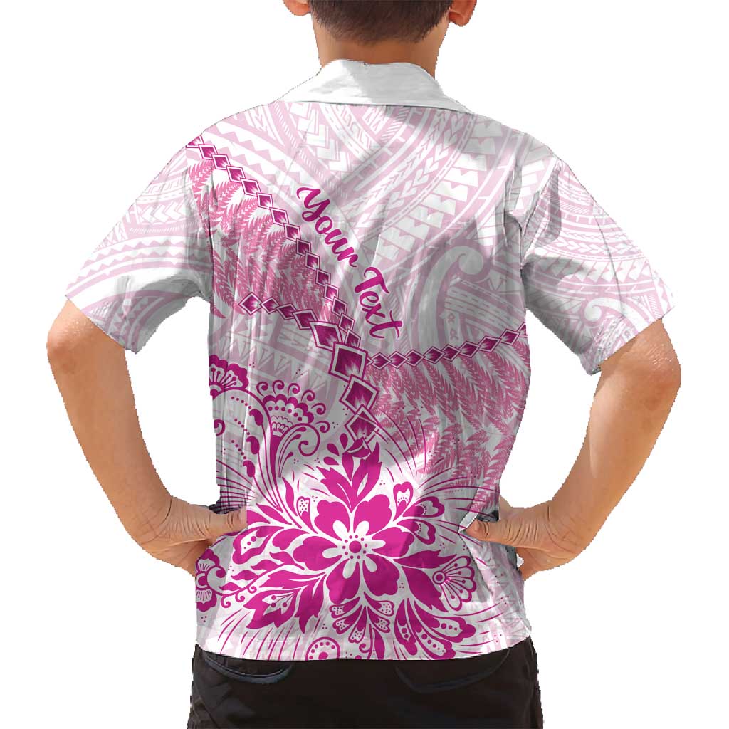 Personalised New Zealand Pink Fern Breast Cancer Family Matching Long Sleeve Bodycon Dress and Hawaiian Shirt Polynesian Pattern LT01 - Polynesian Pride