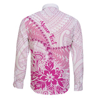 Personalised New Zealand Pink Fern Breast Cancer Family Matching Off The Shoulder Long Sleeve Dress and Hawaiian Shirt Polynesian Pattern LT01 - Polynesian Pride