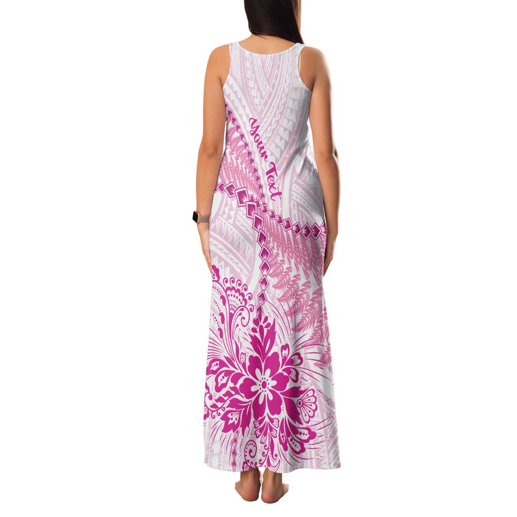 Personalised New Zealand Pink Fern Breast Cancer Family Matching Tank Maxi Dress and Hawaiian Shirt Polynesian Pattern LT01 - Polynesian Pride