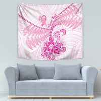 Personalised New Zealand Pink Fern Breast Cancer Tapestry Polynesian Pattern