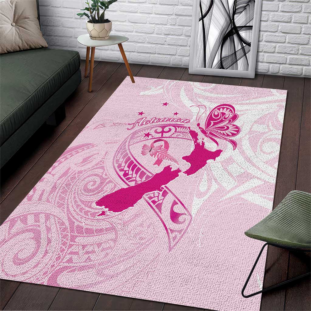 Personalised Aotearoa Breast Cancer Area Rug New Zealand Maori Pattern LT01 Pink - Polynesian Pride