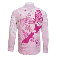 Personalised Aotearoa Breast Cancer Family Matching Long Sleeve Bodycon Dress and Hawaiian Shirt New Zealand Maori Pattern LT01 - Polynesian Pride