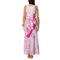 Personalised Aotearoa Breast Cancer Family Matching Tank Maxi Dress and Hawaiian Shirt New Zealand Maori Pattern LT01 - Polynesian Pride