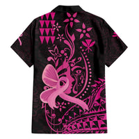 Hawaii Breast Cancer Family Matching Puletasi and Hawaiian Shirt Girl Floral Kakau Pattern LT01 - Polynesian Pride