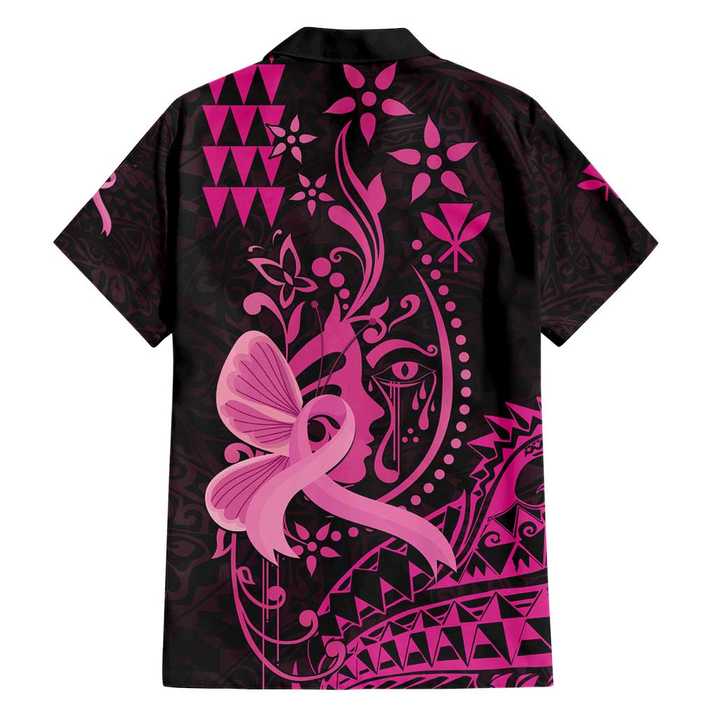 Hawaii Breast Cancer Family Matching Short Sleeve Bodycon Dress and Hawaiian Shirt Girl Floral Kakau Pattern LT01 - Polynesian Pride