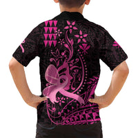 Hawaii Breast Cancer Family Matching Summer Maxi Dress and Hawaiian Shirt Girl Floral Kakau Pattern LT01 - Polynesian Pride