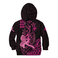 Hawaii Breast Cancer Kid Hoodie Girl Floral Kakau Pattern LT01 - Polynesian Pride